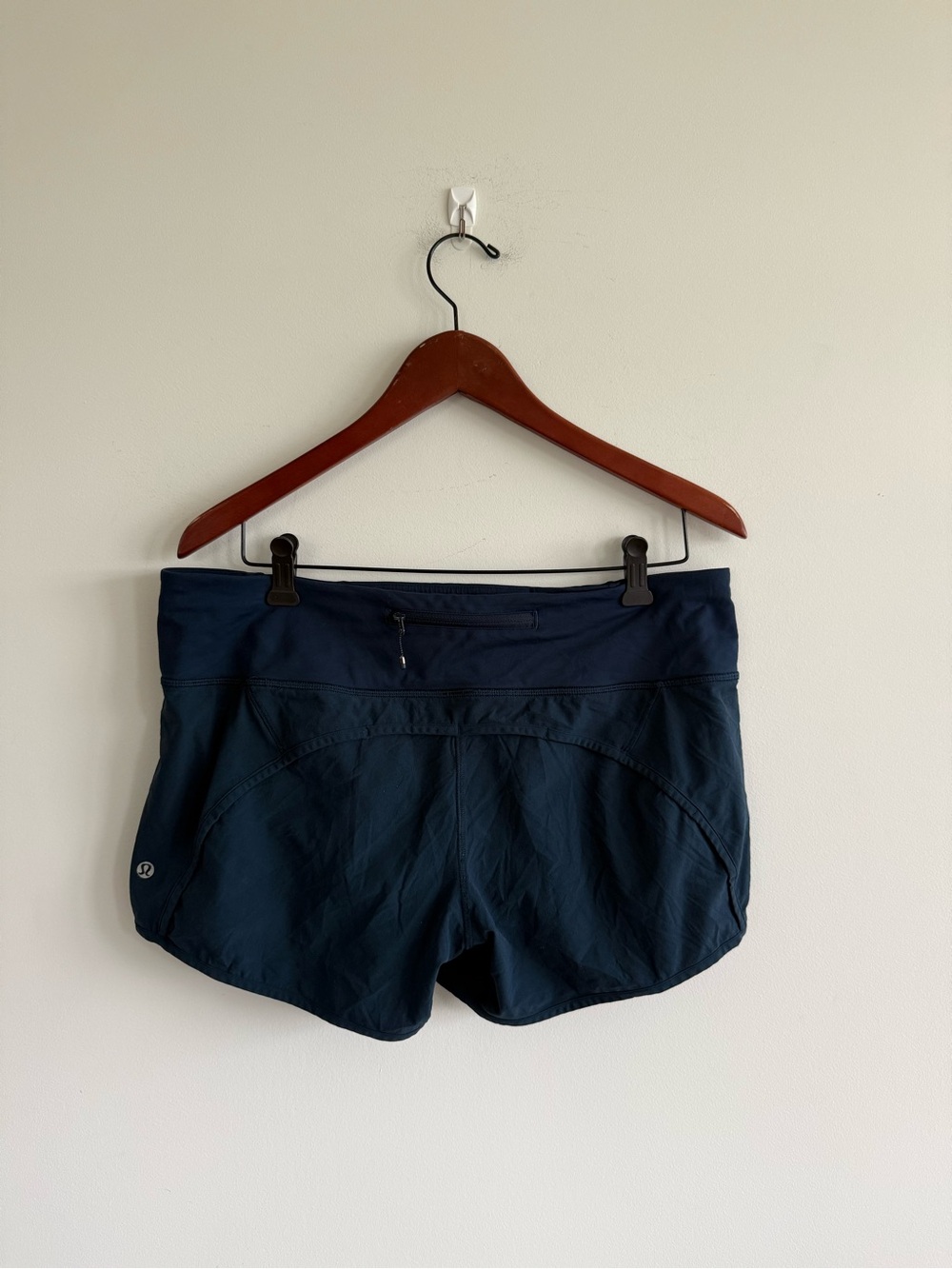lululemon athletica Navy Athletic Running Shorts with Waist Zip Pocket